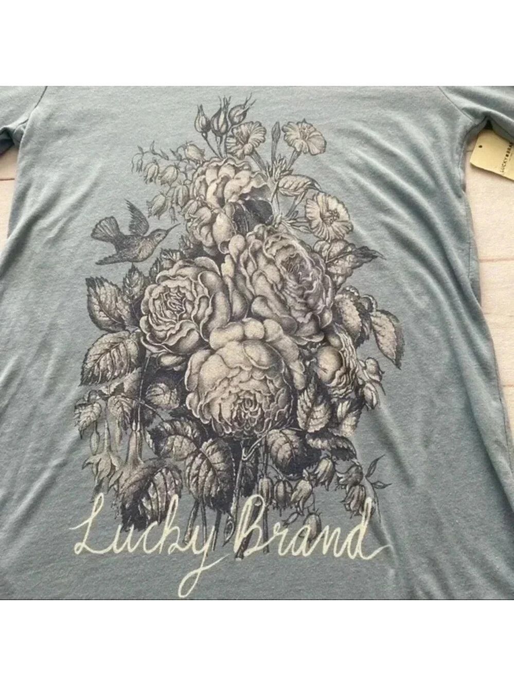 NWT Lucky Brand Blue Floral Tee Womens Size Small - Picture 5 of 15